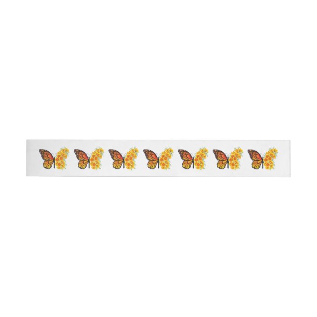 Flower Butterfly with Yellow California Poppy Wrap Around Label (Individual)