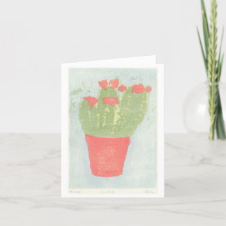 Flower Cactus Carte d'impression de bloc de bois j