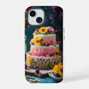 "Flower Cake Food Photography – Captured on iPhone 15 Case