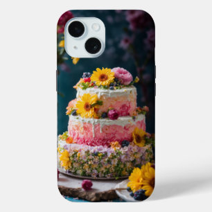 "Flower Cake Food Photography – Captured on iPhone 15 Case