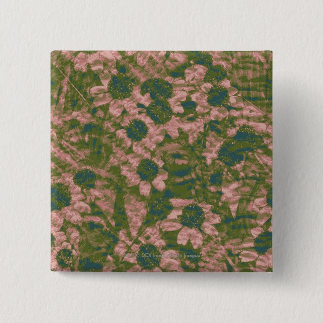 Flower camouflage pattern 2 inch square button (Front)