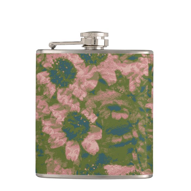 Flower camouflage pattern hip flask (Front)