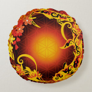 flower carp round pillow