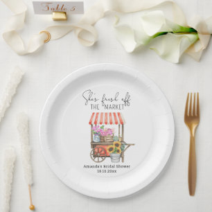 Flower Cart Bridal Shower Paper Plate