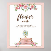 Flower Cart sign Travel Bridal shower sign