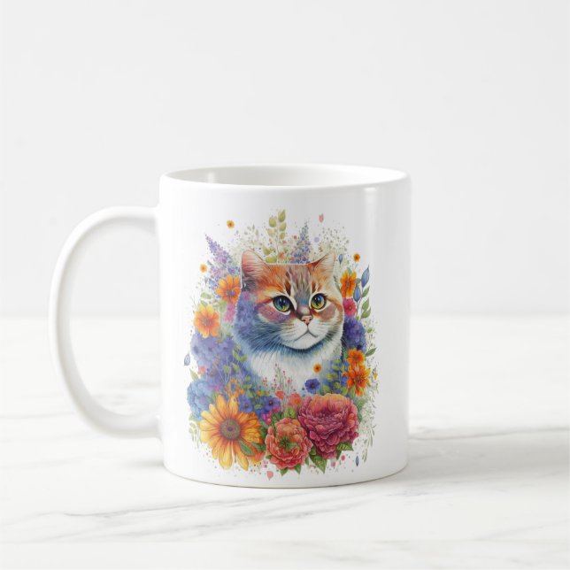 Flower Cat #3 Coffee Mug (Left)