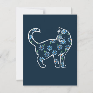 Flower Cat Blue Daisy Cats Postcard