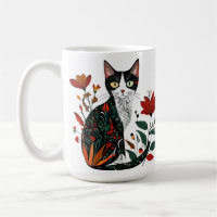 Flower Cat Design Coffee Mug For Pet Lovers