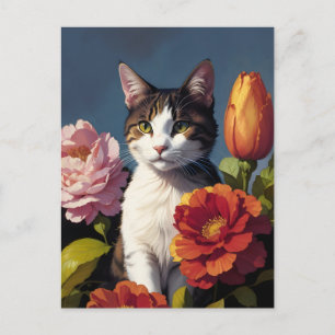 flower cat postcard