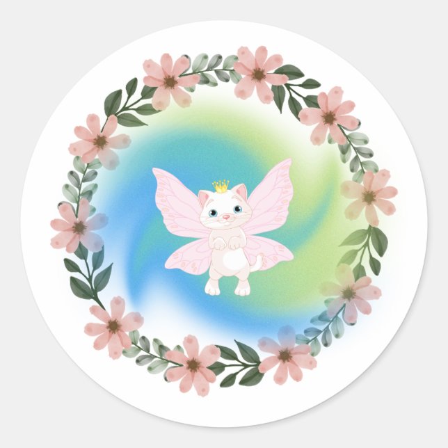 Flower Cat with Wings sticker (Front)