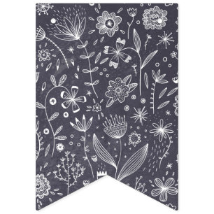 Flower Chalkboard Drawings Bunting Flags