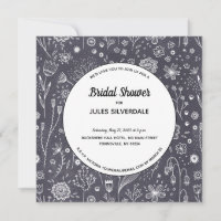 Flower Chalkboard Monochrome Modern Bridal Shower