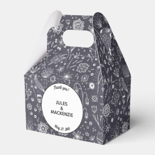 Flower Chalkboard Monochrome Modern Favor Box