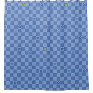 Flower Checkered Pattern No. 01 - Light Blue