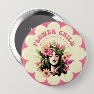 Flower Child 4 Inch Round Button