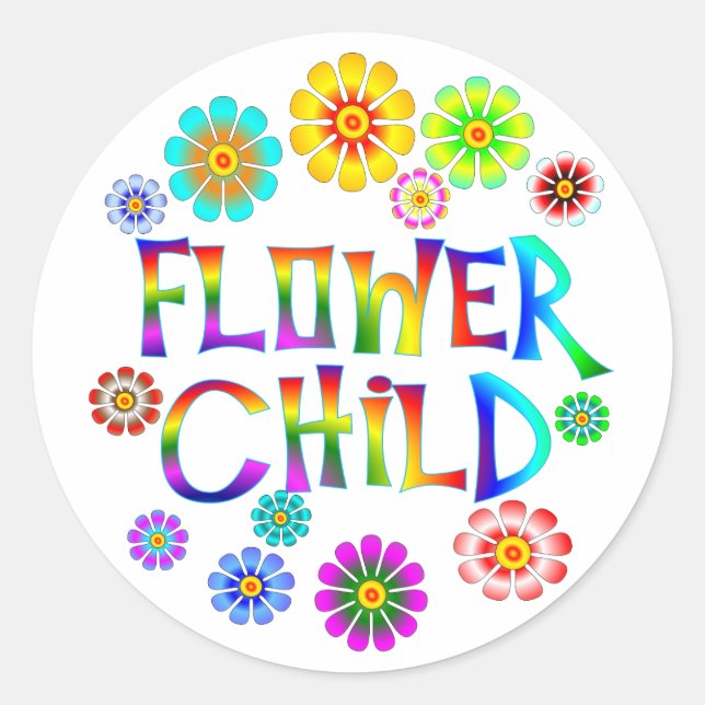 FLOWER CHILD CLASSIC ROUND STICKER (Front)