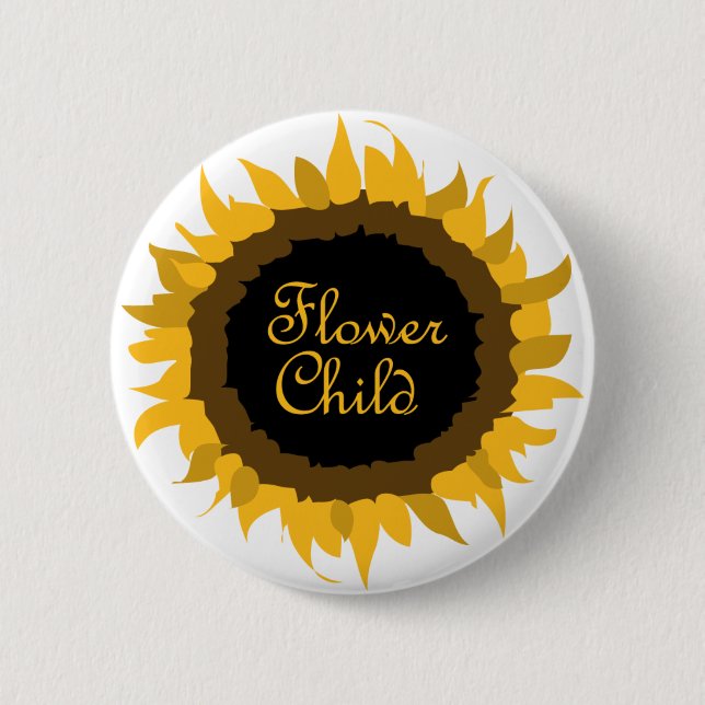 Flower Child Sunflower 2 Inch Round Button (Front)