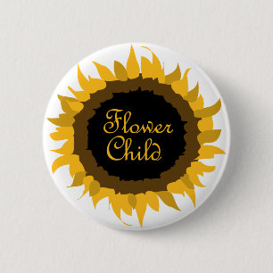 Flower Child Sunflower 2 Inch Round Button