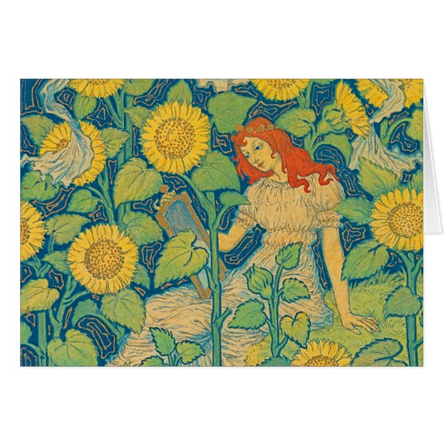 Flower Child Woman in Sunflower Garden (Front Horizontal)