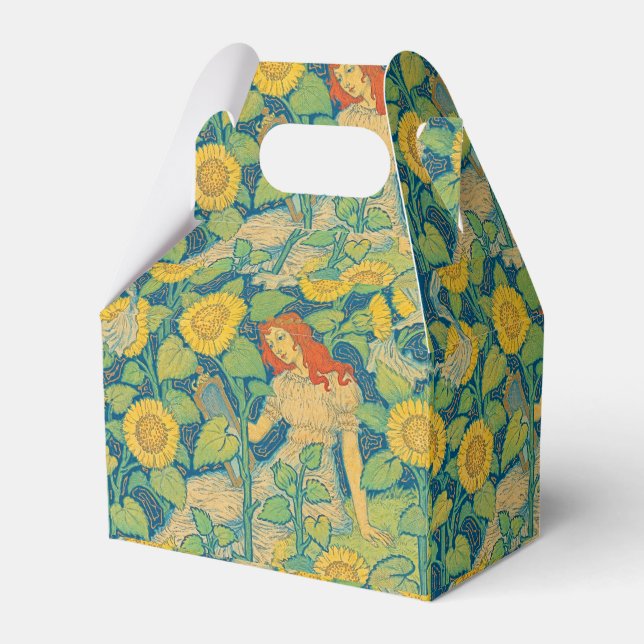 Flower Child Woman in Sunflower Garden Favor Box (Front Side)