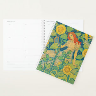 Flower Child Woman in Sunflower Garden Planner