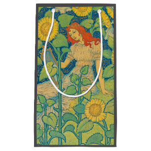 Flower Child Woman in Sunflower Garden Small Gift Bag