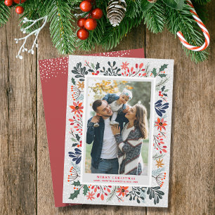 Flower Christmas Photo Holiday Card
