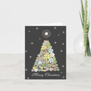 Flower Christmas Tree Family Photo Card Template