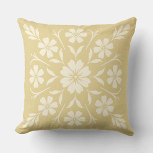 Flower Clock Medallion Gold Outdoor Pillow