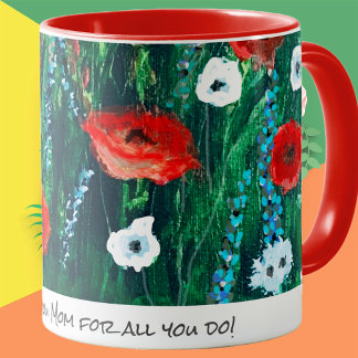 Flower Coffee Cup For Her Acrylic Painting Gift