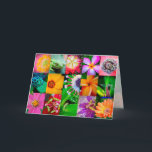 Flower Collage Garden Floral All Occasion Blank Holiday Card<br><div class="desc">This beautiful floral all occasion blank thank you card features a flower collage pattern of beautiful tropical and garden flowers and creatures, such as firefly, frog, and lizard, and is the perfect for the nature lover, gardener, flower lover, or someone who loves the surprise of creation. Photos and design ©...</div>