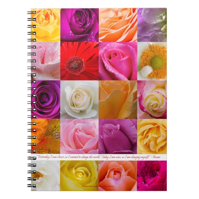 Flower Collage with Rumi quote - Spiral Notebook (Front)