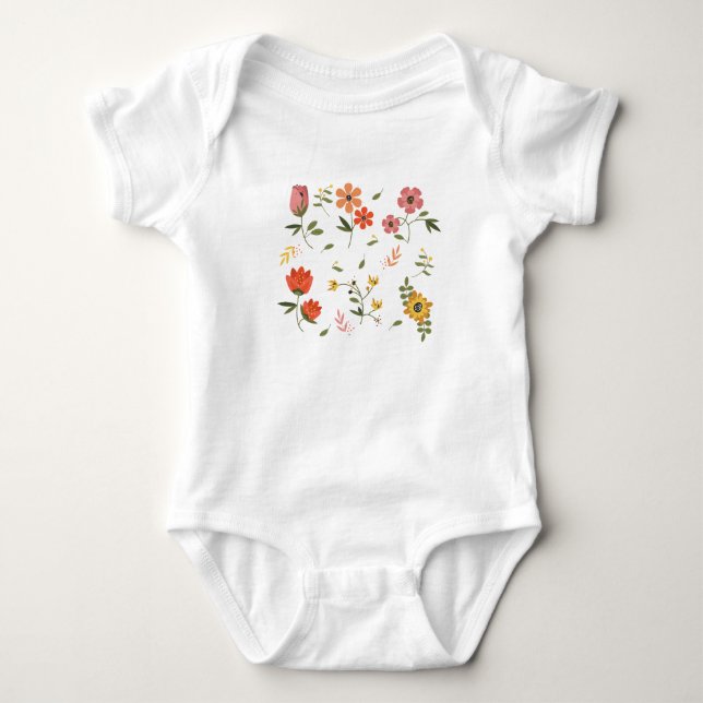 flower collection baby bodysuit (Front)