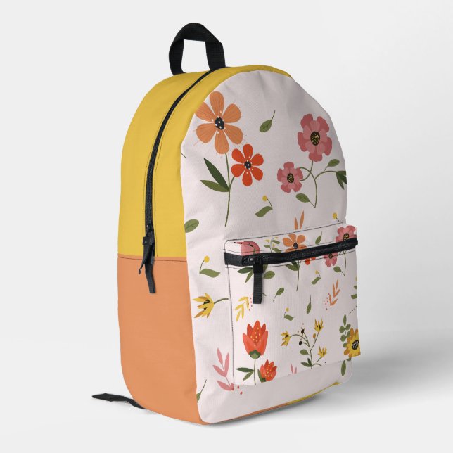 flower collection printed backpack (Back Corner Left)
