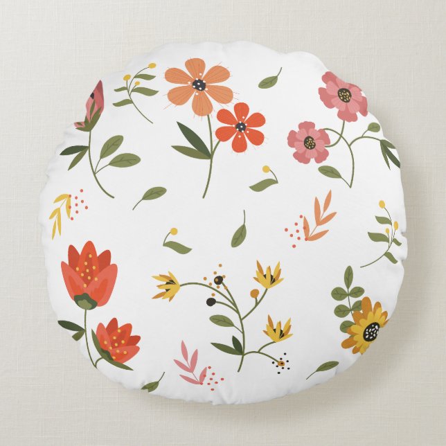 flower collection  round pillow (Front)