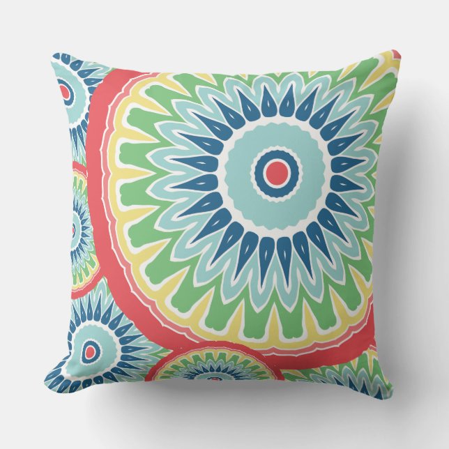 Flower Colour Pop Mandala Design Outdoor Pillow (Front)