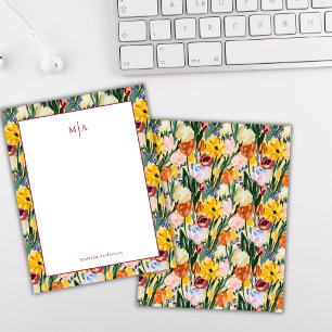 Flower Colourful Paint Art Monogram Name Personal Card