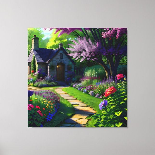 Flower Cottage Three Canvas Print (Front)