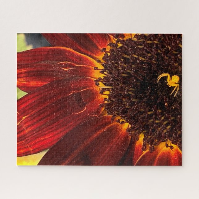 Flower Crab Spider and Red Sunflower Jigsaw Puzzle (Horizontal)