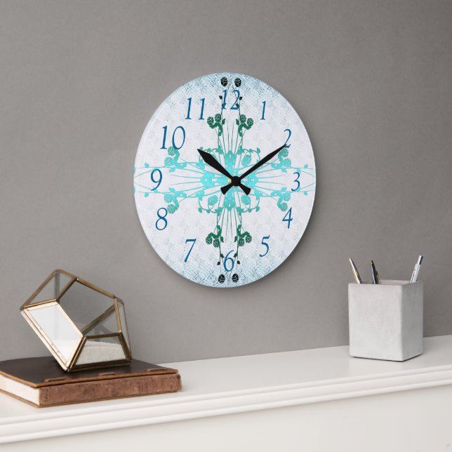 Flower Cross Large Clock (Office)