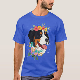 Flower Crown Animal Dog Breed Bernese Mountain Dog T-Shirt