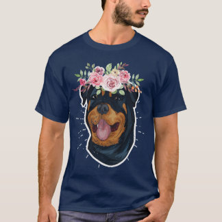 Flower Crown Dog Animal Dog Lover Dog Breed Rottwe T-Shirt