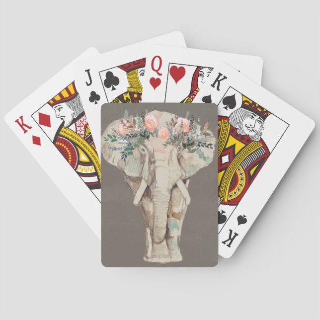 Flower Crown Elephant II Playing Cards (Back)