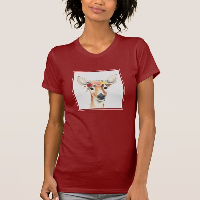 Flower Crown Forester Deer T-Shirt (Front)