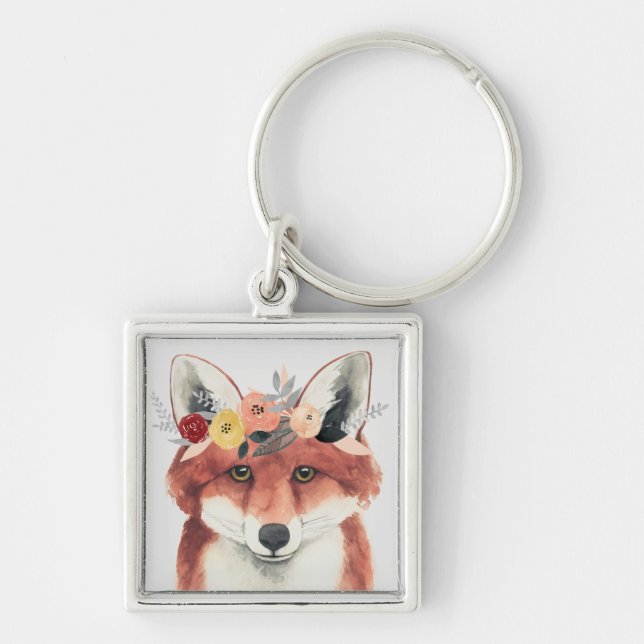 Flower Crown Forester Fox Keychain (Front)