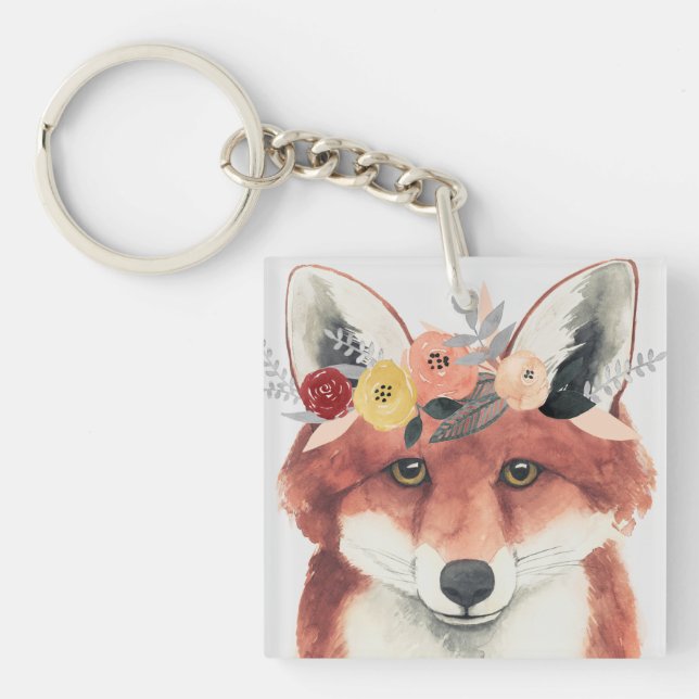 Flower Crown Forester Fox Keychain (Front)