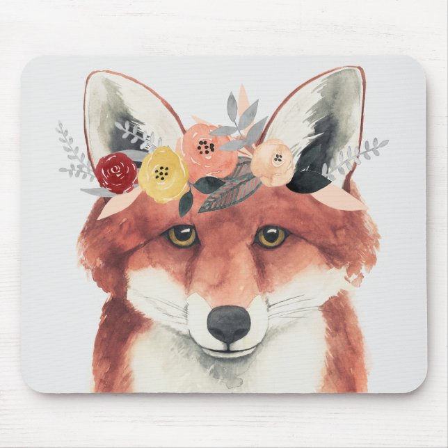 Flower Crown Forester Fox Mouse Pad (Front)