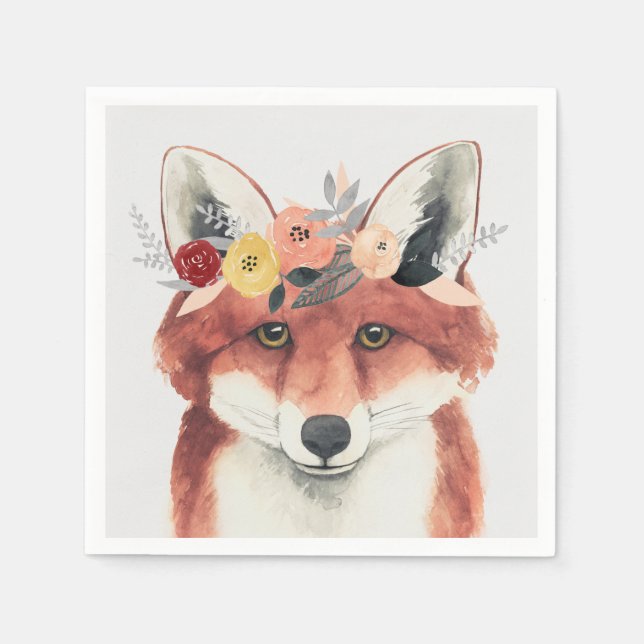Flower Crown Forester Fox Napkin (Front)