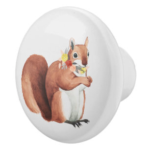 Flower Crown Forester Squirrel Ceramic Knob