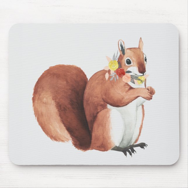 Flower Crown Forester Squirrel Mouse Pad (Front)
